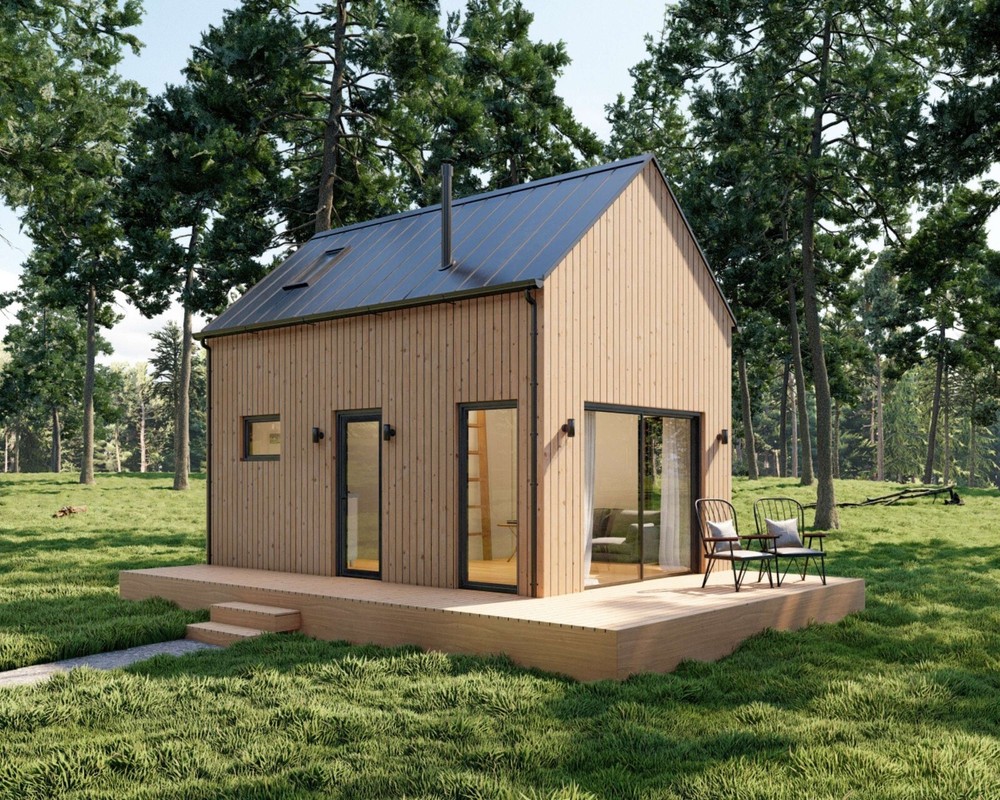 Modern Cabin House, 12′ x 20′, 512 Sq Ft, Tiny House, Architectural Plans