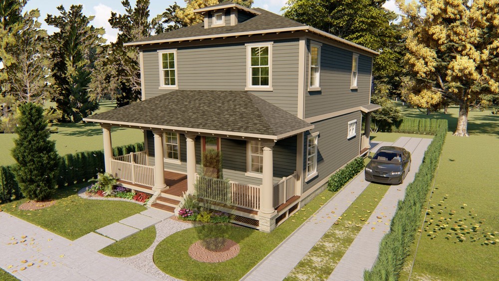 BLUEPRINTS AMERICAN FOURSQUARE TWO STORY HOUSE PLAN ARCHUP #112A4S