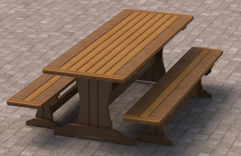 8ft Trestle Style Picnic Table with Benches 002 Building Plans – Easy to Build