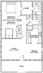 28×40 House — 2 Bedroom 2 Bath — PDF Floor Plan — 1,120 sq ft — Model 1C