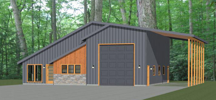 46×48 House – 1 Bedroom 1.5 Bath 1 RV – 1,157 sqft – PDF Floor Plan – Model 3B