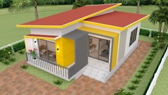 Small House Designs 7.5×11 Meter 25×36 Feet 2 Bedrooms Shed Roof (A4 Hard Copy)