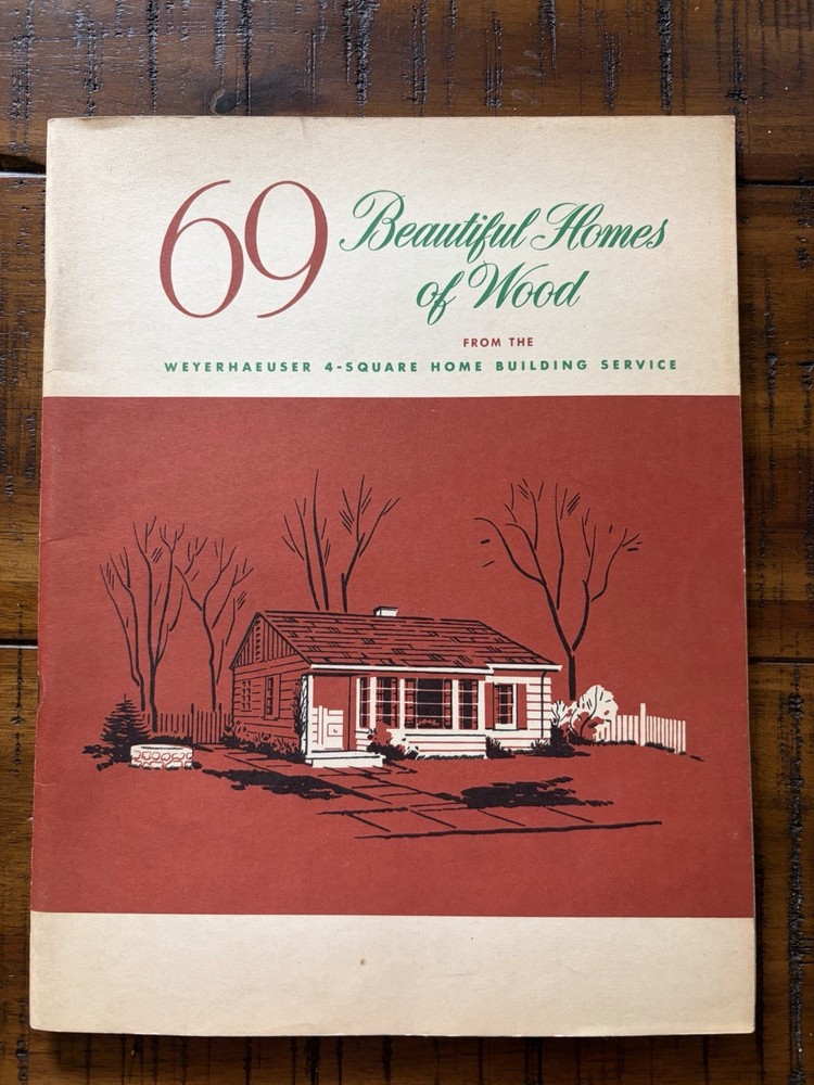 Vintage Mid Century MCM 69 Beautiful Homes Of Wood House Plans Book Catalog