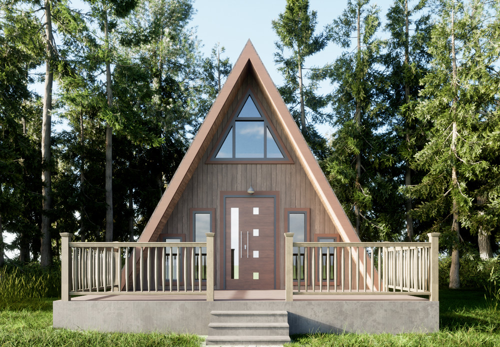 Modern A-frame Cabin Drawing & 3D images ,Material List,CAD file and PDF
