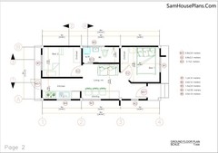 13×30 Small House Plans 4×9 Meter 2 Bed 1 Bath Gable Roof PDF & (A4 Hard Copy)