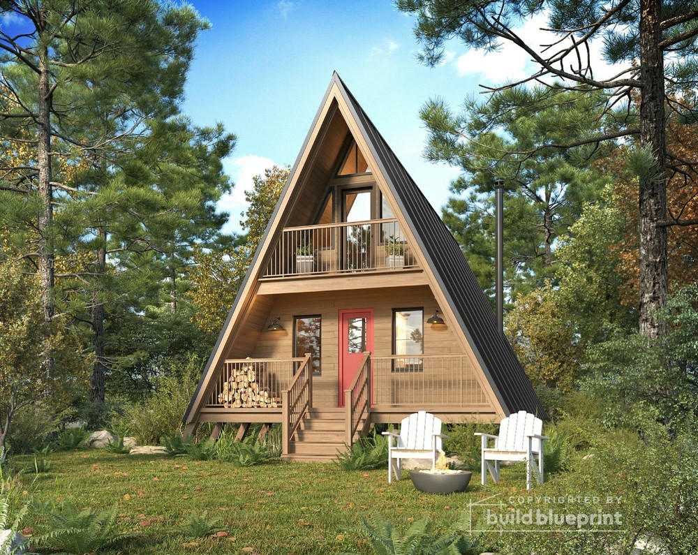 22′ x 36′ A-Frame Vacation Cabin Architectural Plans – PDF Download