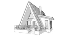 30’x47’ 2 Beds, 1 Bath A-Frame Cabin Architectural Build Plans PDF Download.