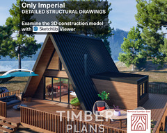 Tiny House Plans, 20’x24′ A Frame House Plans, A Frame Cabin Plans, Hard Copy