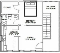 20×24 Duplex — PDF Floor Plan — 960 sq ft — Model 1