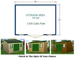 12×16 Storage Shed Plans Package, Blueprints, Material List & Instructions