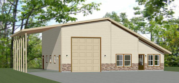 46×48 House – 2 Bedroom 2 Bath 1 RV – 1,157 sqft – PDF Floor Plan – Model 4E