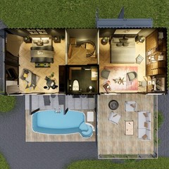 Container house plans – 2 bedrooms – 2 bathrooms – Digital PDF File