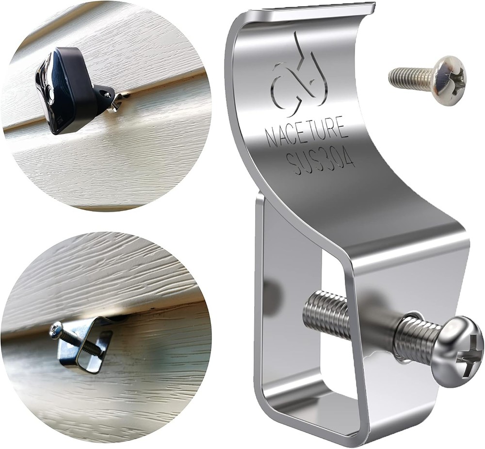 6 Pack Vinyl Siding Hooks Stainless Steel Clips for Security Cameras & Decor