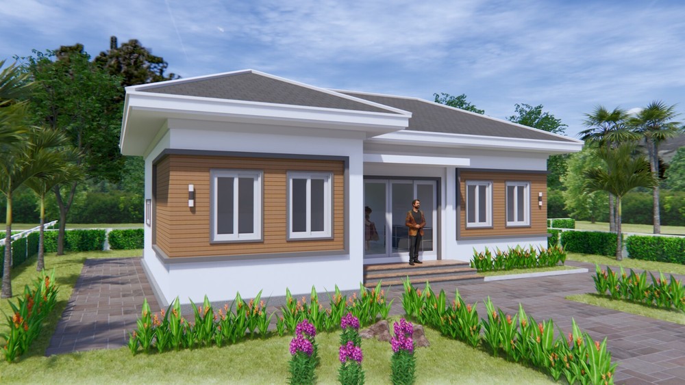 House Plan 12×8 Meter 40×27 Feet 3 Beds 2 Baths Hip Roof PDF (A4 Hard Copy)