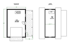 One Car Garage Plans with Loft & Covered Porch/Workshop Shed Blueprints