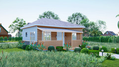 522 Sq Ft 2-Bedroom Tiny Home Design Plans with Porch, Kitchen & Shared Washroom
