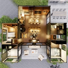Container house plans – 3 bedrooms – 1 bathroom – Digital PDF File