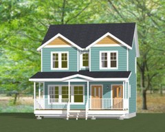 24×24 Duplex — 2 Bedroom — 2 Bath 1,086 sq ft — PDF Floor Plan — Model 5H