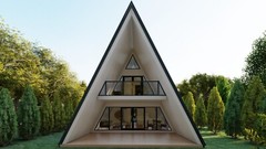 26X47 Modern DIY A-Frame Cabin Architectural Build Plans, 38 detailed pages PDF