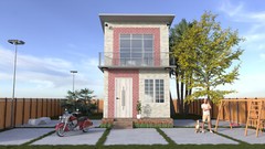 2 Story Modern House Plan with Blueprint PDF, DWG & 3D Design- 630sqft (No 08)
