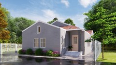 25’x47′ House Plans – Detailed Floor Plan with 2 Bedrooms