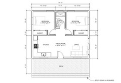 ADU Tiny House Cabin 2 bed 1 bath (30’x25′) 750SF Custom House Plans and Bluepri
