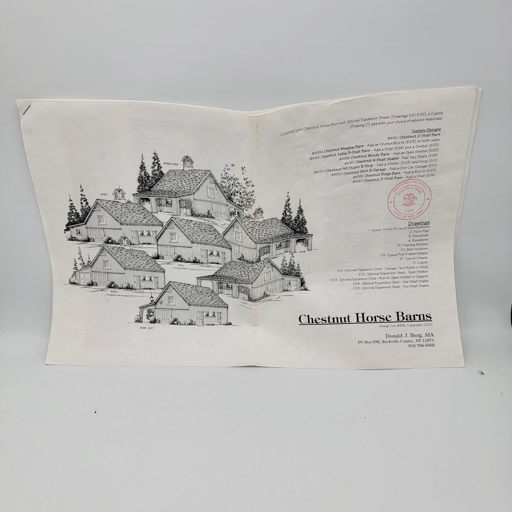 Chestnut Horse Barns – Complete Set of Plans 20X24 Pole Barn Building & Options