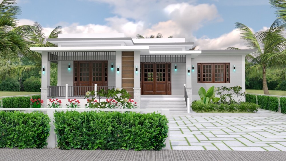 House Plan Drawing 12×11 Meter 39×36 Feet 3 Bedrooms PDF Plan (A4 Hard Copy)