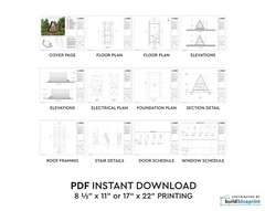 24′ x 36′ Modern A-Frame Cabin Architectural Plans Blueprint PDF Download