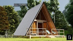 A-Frame House Cabin Plans -250SF- Blueprints – Modern, Bathroom and Loft