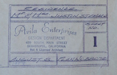 1958 AVILA ENTERPRISES SEBASTOPOL CA. HOUSE BLUEPRINTS 8 OLD PAPER EPHEMERA