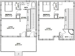 24×24 Duplex — 2 Bedroom — 2 Bath 1,086 sq ft — PDF Floor Plan — Model 5H