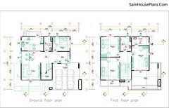 40×36 Feet House design Plans 12×11 Meter 4 Beds 3 Baths Hip Roof (A4 Hard Copy)