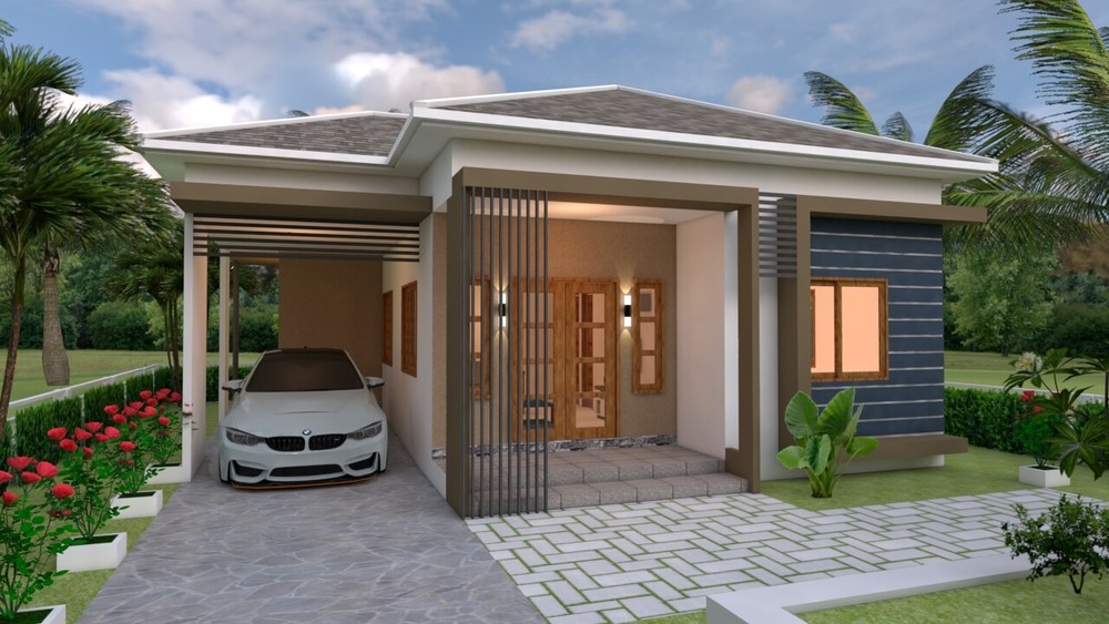 One Story House 10×11 Meter 33×36 Feet 3 Bedrooms Hip Roof PDF (A4 Hard Copy)