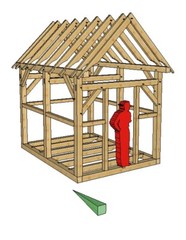 Timber Frame 9′ x 12′ Playhouse/Shed Plans on 8 1/2″x11″ paper new