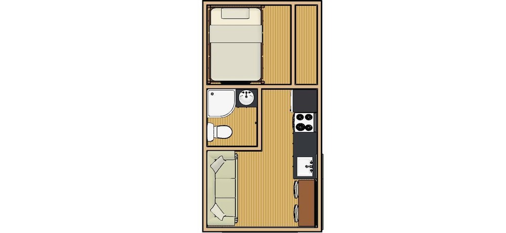 205sqft – 10’3″x20’A – 1bedrm/1bath – Tiny/Small House design – us – ala cart