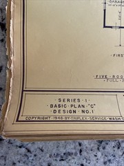 Vintage 1948 MCM Bungalow Ranch HomePlan Blueprint Triflex Service Washington DC