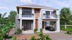 36×40 Feet House Design Plans 11×12 Meter 4 Beds 5 Baths Hip Roof (A4 Hard Copy)