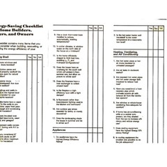 Energy-Saving Checklist for Home Builders,Buyers,and Owners 1979 Brochure