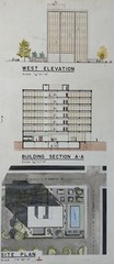 Vintage 1970s Office Building Architectural Rendering Plans Blue Prints