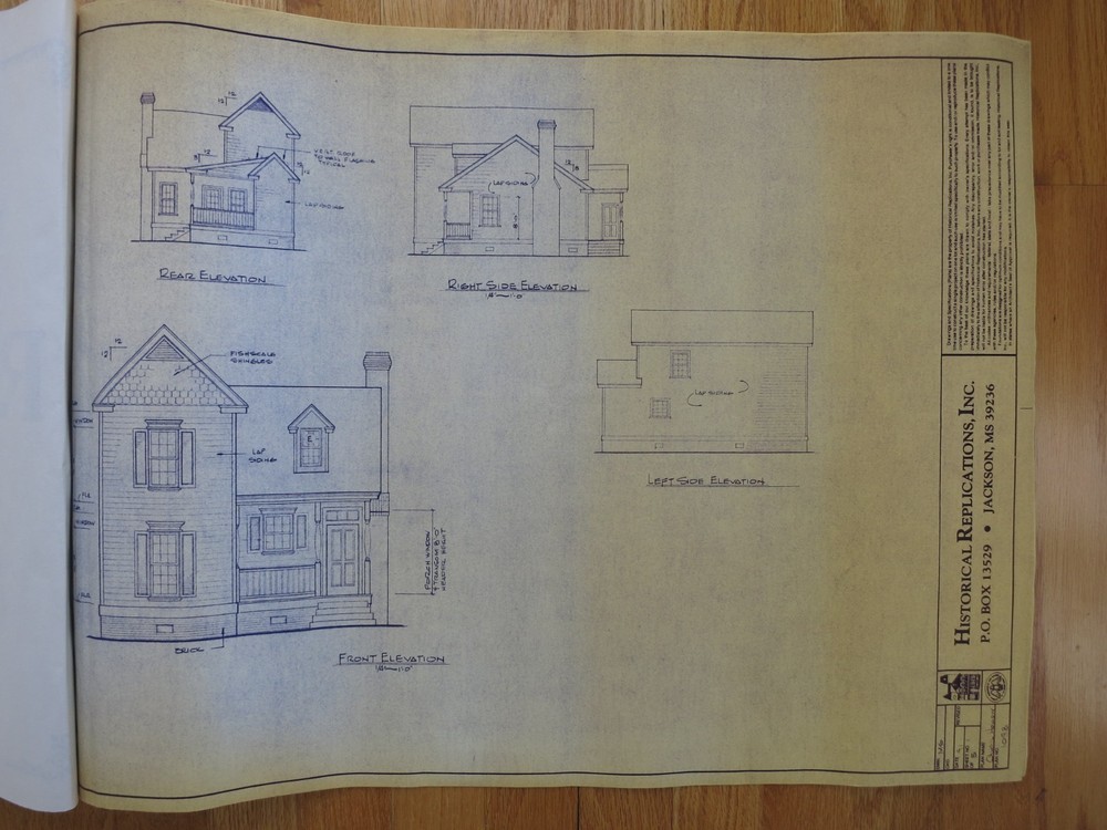 HISTORICAL REPLICATIONS HOUSE PLANS 3 COMPLETE SETS of BLUEPRINTS PLAN 1098