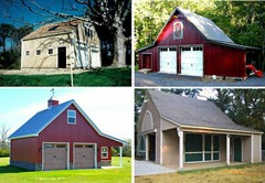 Walnut Car Barns with Lofts – 3 Complete Sets of Pole-Barn Plans (eB-441×3)