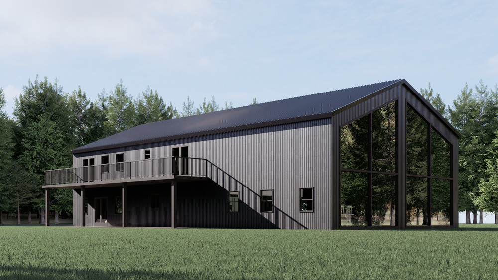 Barndominium, 3 Beds 3.5 Bath with balcony, 40’x80′ floor plan, (3200 SF) | PDF