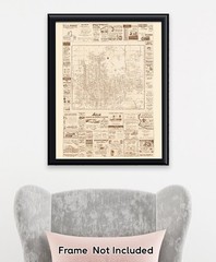 Phoenix Arizona Vintage City Map Mid Century Street Plan with Historic Ads