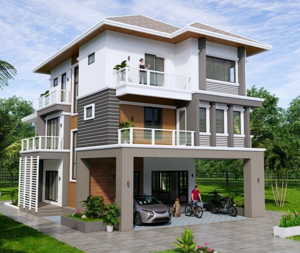 House Plan 26×49 Feet 8×15 Meter 5 Beds 5 Baths Hip Roof PDF Plan (A4 Hard Copy)