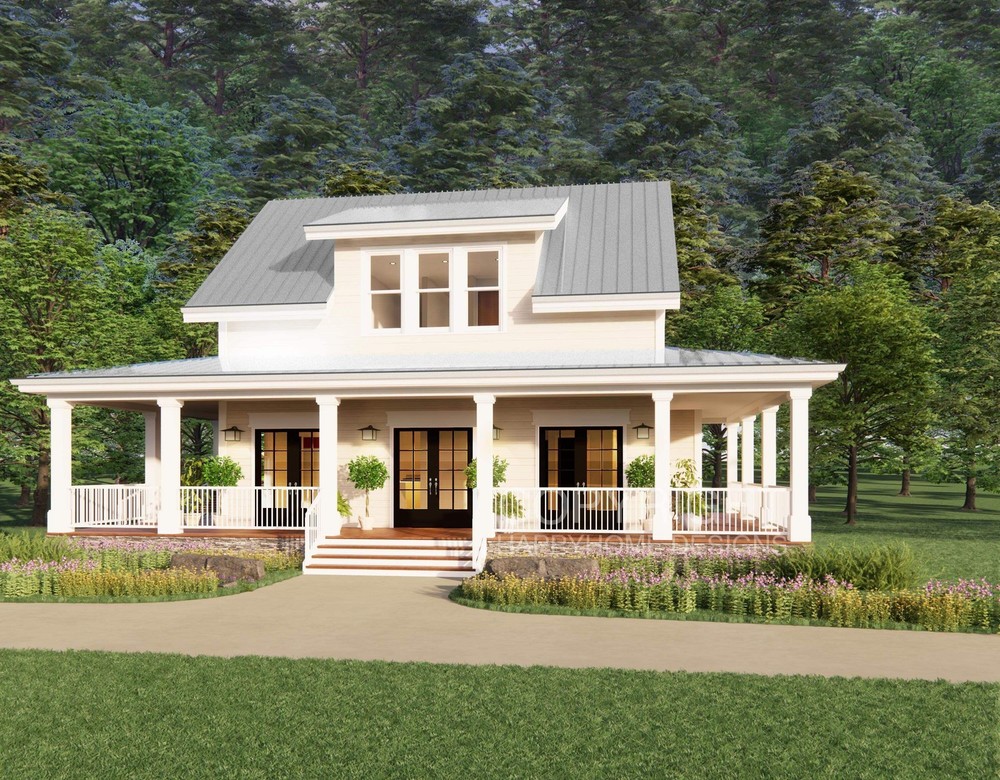The Cottage Farmhouse Plan 3 bed 3.5 bath (51’x48′) Custom House Plans and Bluep