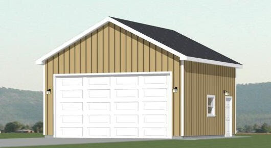 24×24 2-Car Garage — 576 sqft — 12ft Walls — PDF Floor Plan — Model 1F