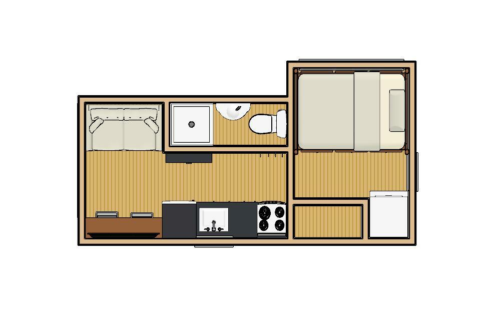 180sqft -10’6″x19’5″ -1bedrm/1bath -Tiny/Small House Plan – us/metric – ala cart