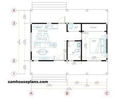 Small House Plans 32×16 Feet 9.5×8 Meter 1 Bed 1 Bath Hip Roof (A4 Hard Copy)