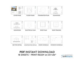 26′ x 26′ Two Car ADU Garage Loft Architectural Plans – PDF Download
